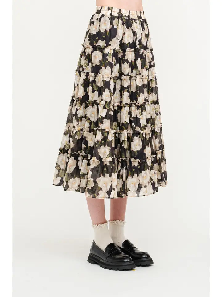 Maura Skirt - Black Floral