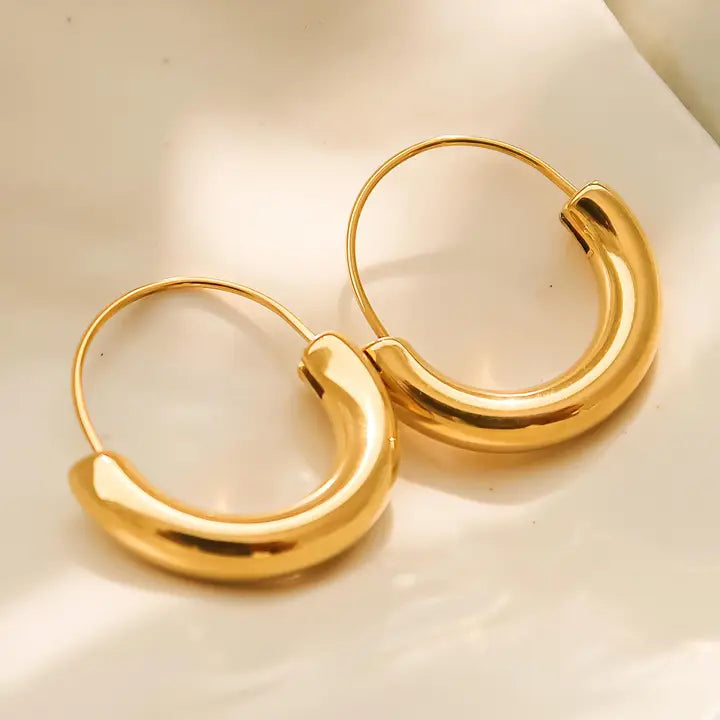 Mackenzie 18K Non-Tarnish U-Shape Hoop Earring - Yellow Gold