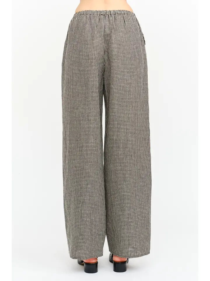 Matilda Gingham Pants - Taupe & Black