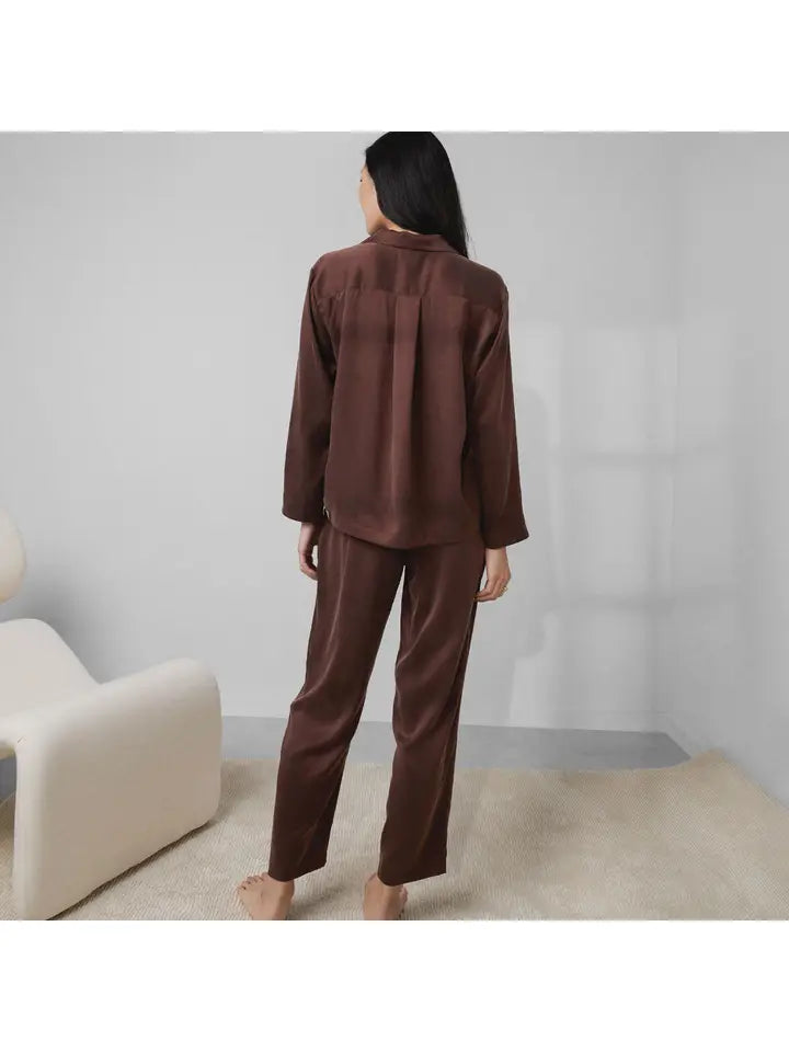 Lunya - Washable Silk Long Sleeve Pant Set - Dozing Umber