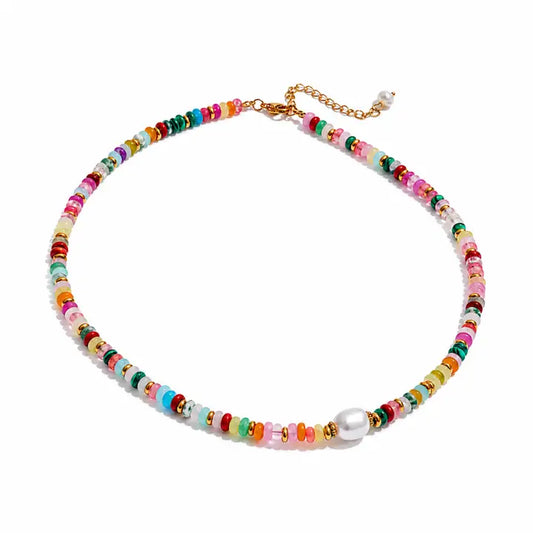 Beaded Pearl Necklace - Multi Color