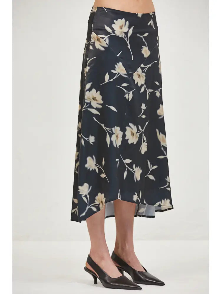 Woven Midi Skirt - Black