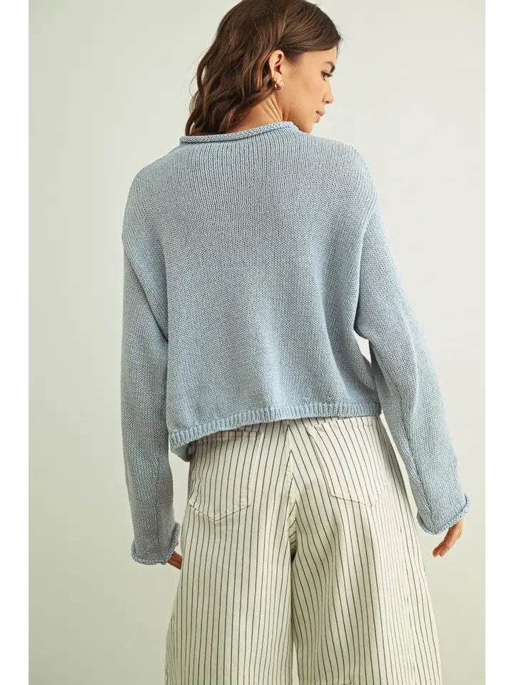 Button Front Cardigan - Sky Blue
