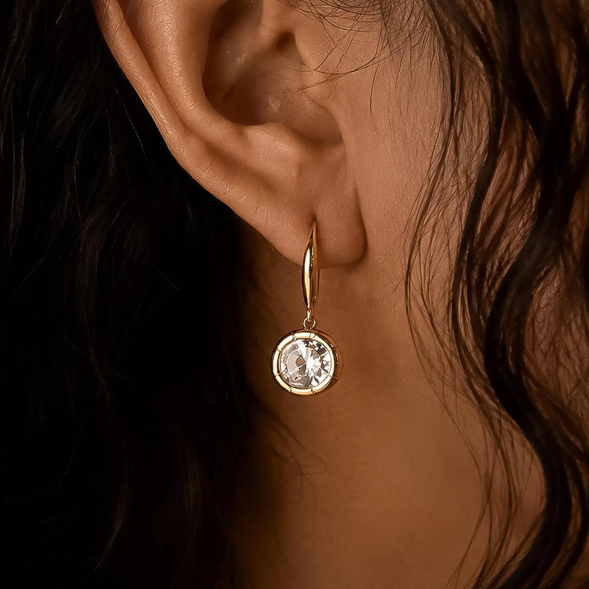 Rebekah 18K Non-Tarnish Oval CZ Earrings - Gold