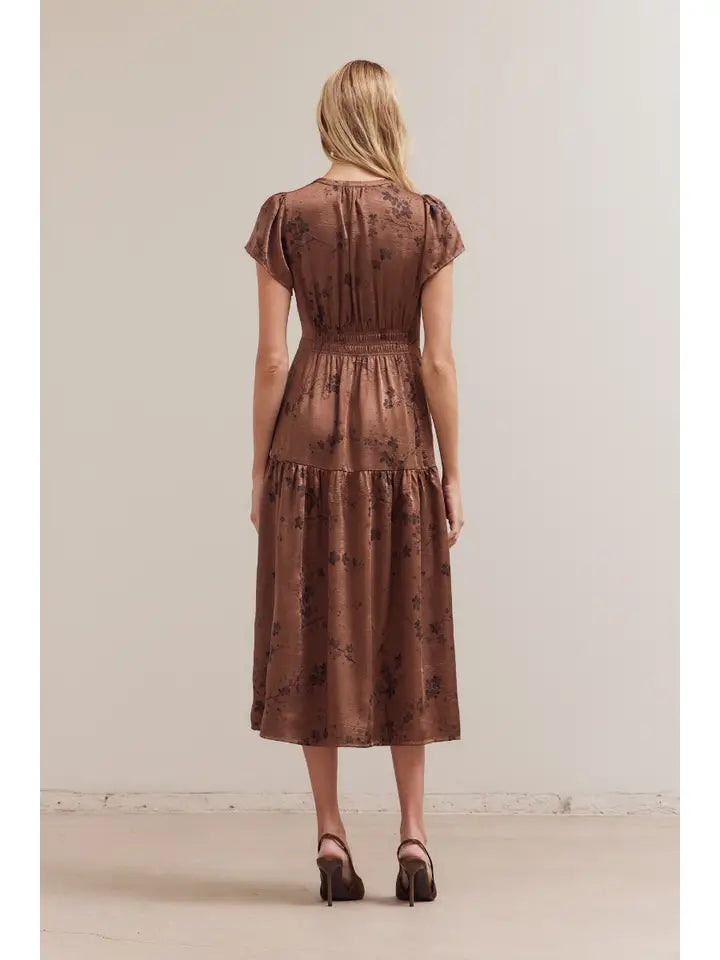 Grade + Gather - Ruffle Midi Dress - Chocolate