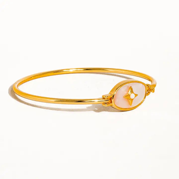 Aileen 18K Gold Vintage Star Shell Bangle - Jolin-Rose