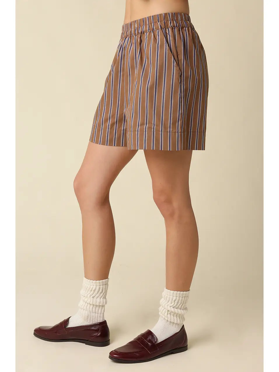 Hunter Striped Lounge Shorts - Brown Blue