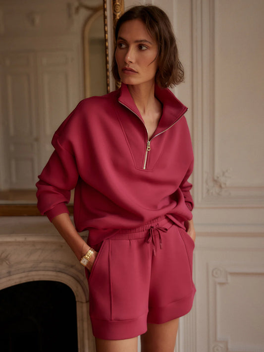 Varley - Hawley Half Zip Sweat - Rich Raspberry
