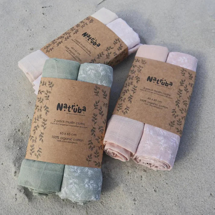 Natruba - Muslin Cloth 100% Organic Cotton - Set of 2 - Pink