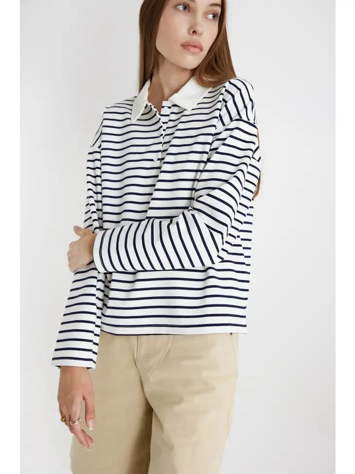 The Gale Top - White + Navy