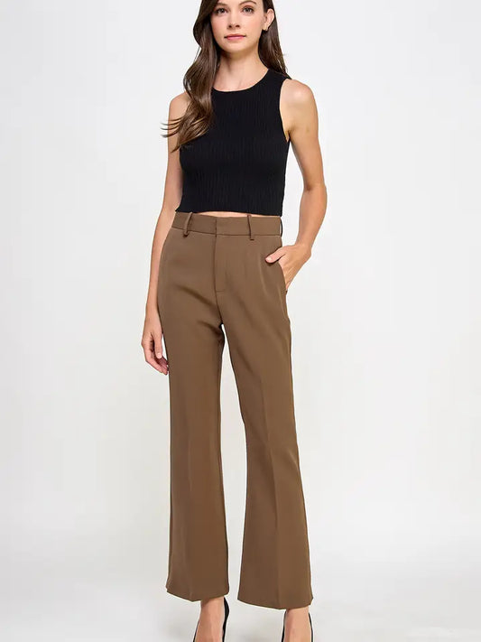 High-Waisted Flare Trouser - Mocha