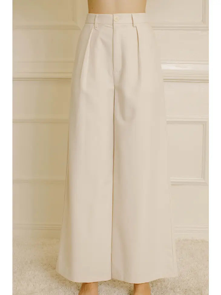 High Waist Trouser Pants - Nude