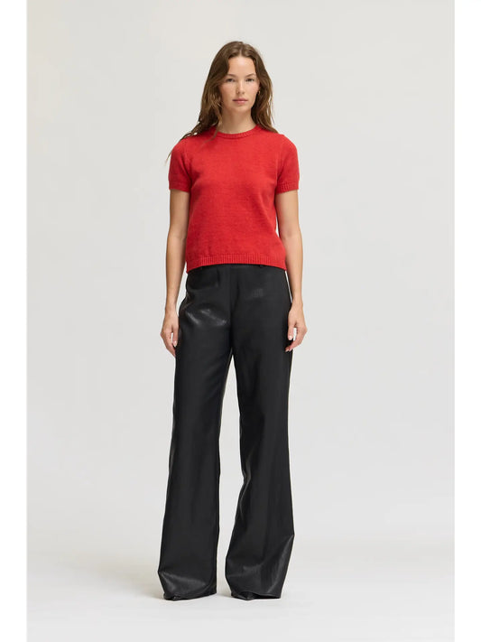 Grade + Gather - Short Sleeve Knit Top - Red