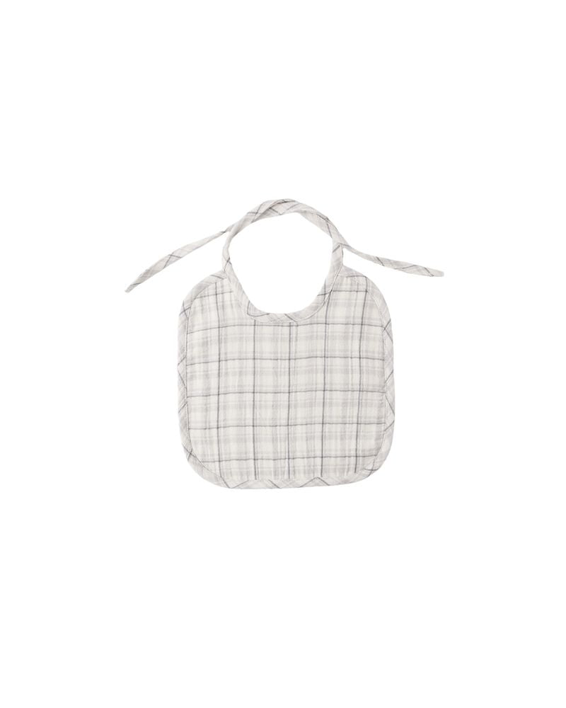 Quincy Mae - Woven Tie Bib - Blue Plaid