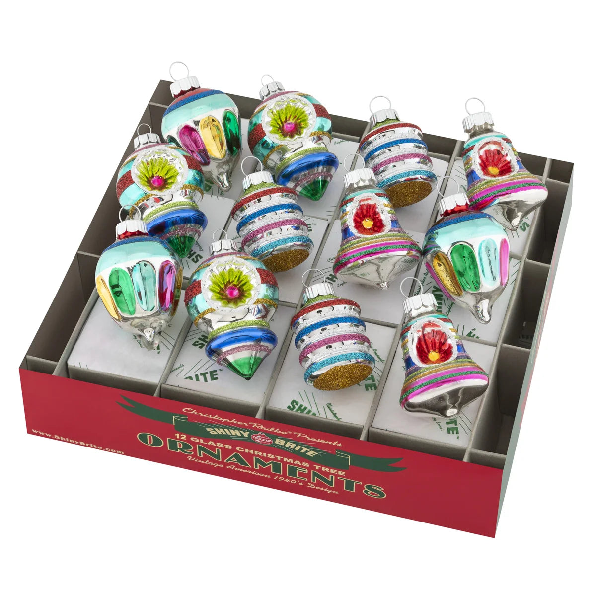 Shiny Brite - Christmas Confetti 12 Count 1.75" Decorated Shapes