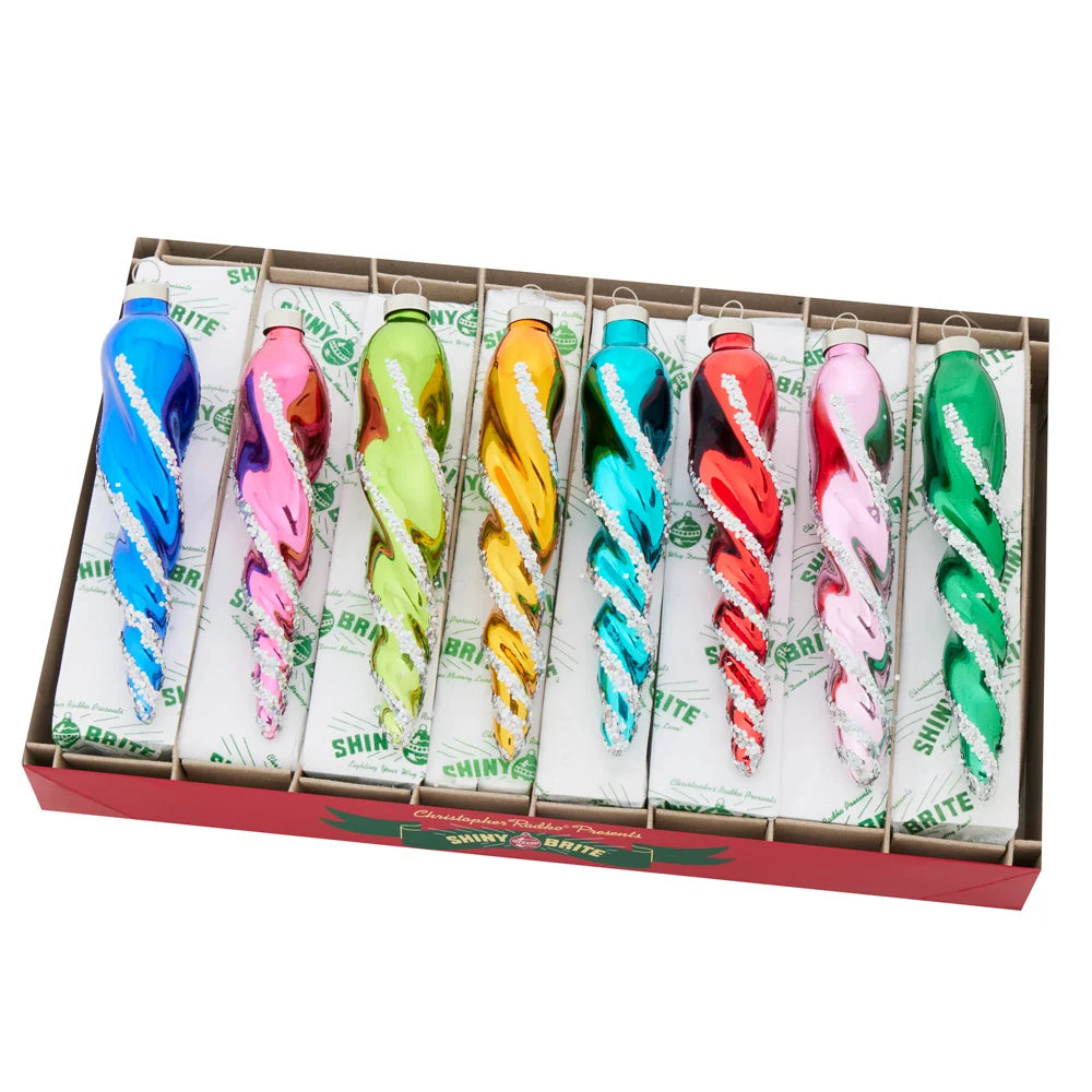 Shiny Brite - Christmas Confetti 8 Count 6" Glass Icicles