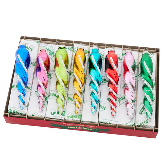 Shiny Brite - Christmas Confetti 8 Count 6" Glass Icicles