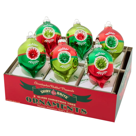 Shiny Brite - Holiday Splendor 6 Count 3.25" Decorated Reflector Tulips