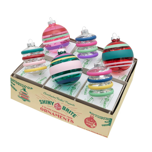 Shiny Brite - Vivid Vintage 6 Count 3.25" Decorated Rounds and Lanterns