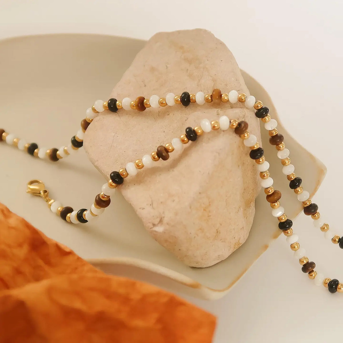 Arrow 18K Non-Tarnish Boho Beaded Necklace - Gold