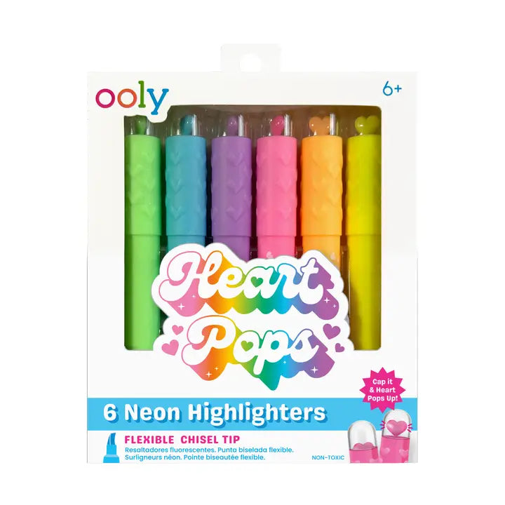 Ooly - Heart Pops: Neon Highlighters - Set of 6