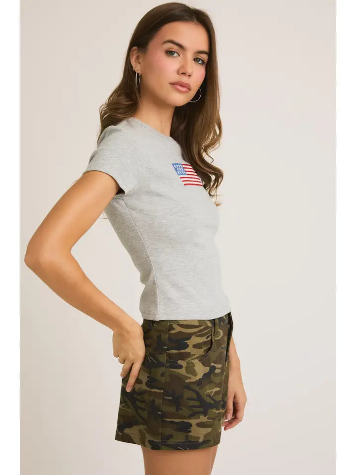 Short Sleeve USA Tee - Heather Grey