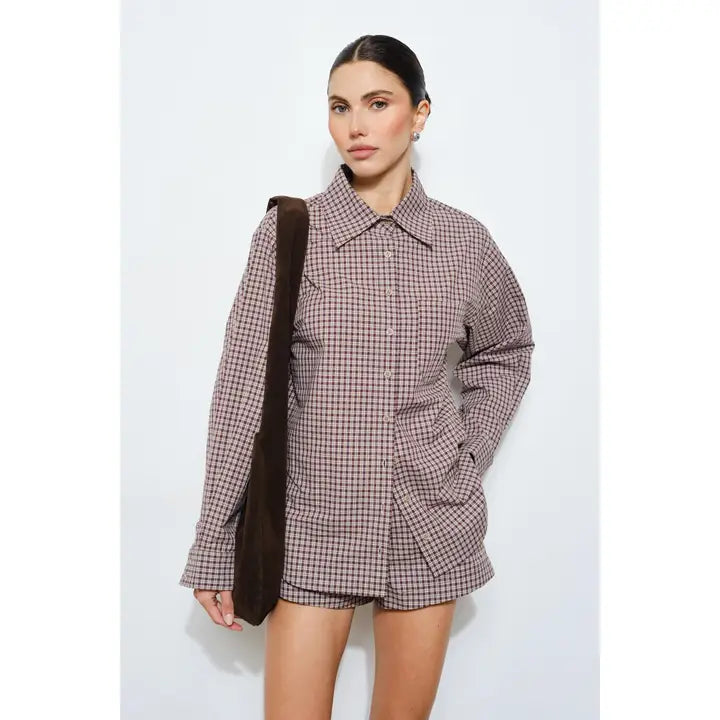 Ryan Button Down Shirt - Brown Plaid