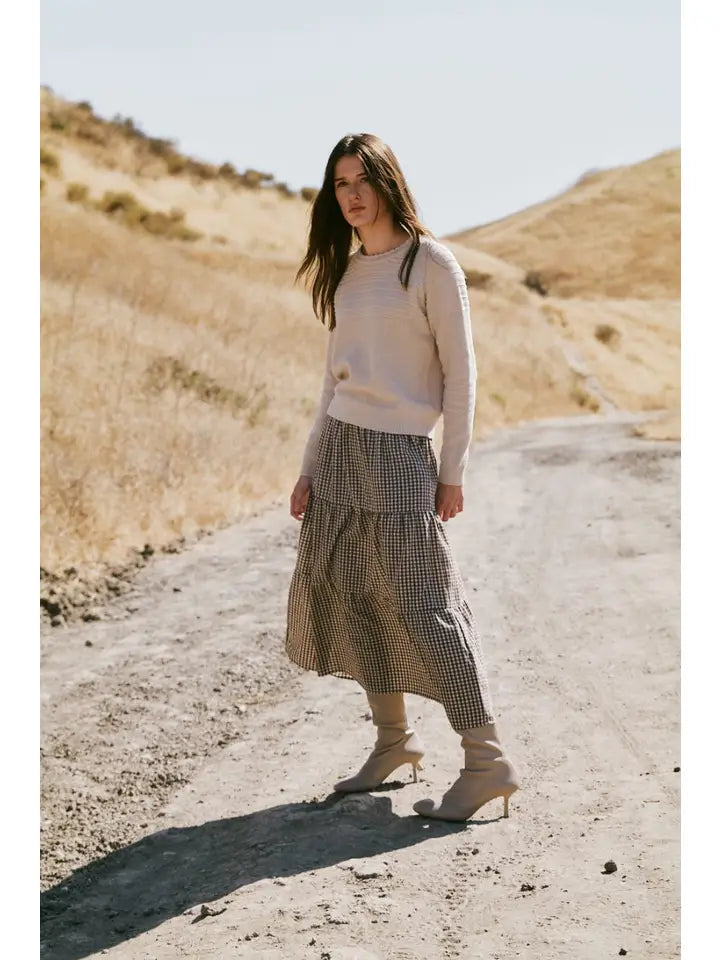 Grade + Gather - Gingham Tiered Skirt - Chestnut