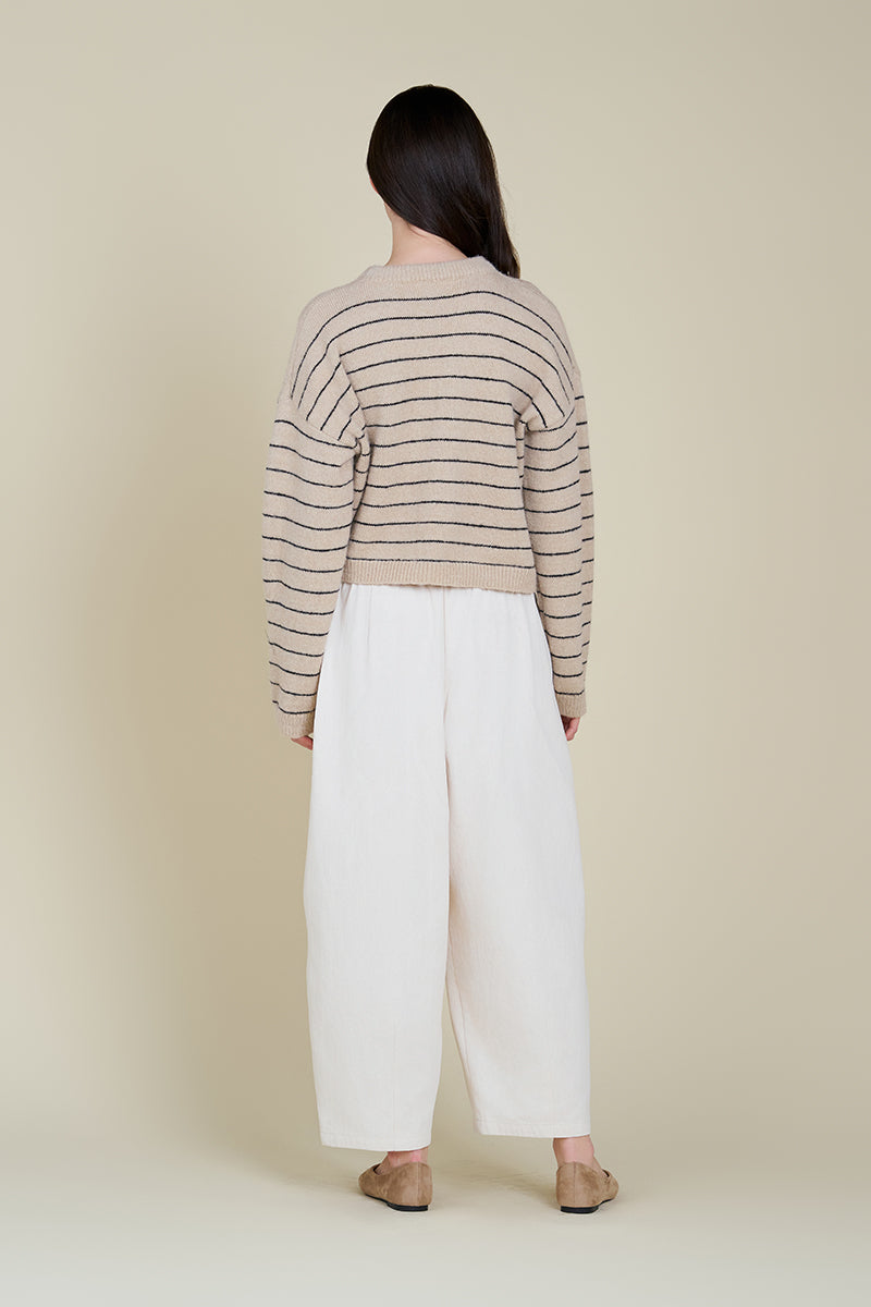 Grade + Gather - Stripe Sweater Top - Greige