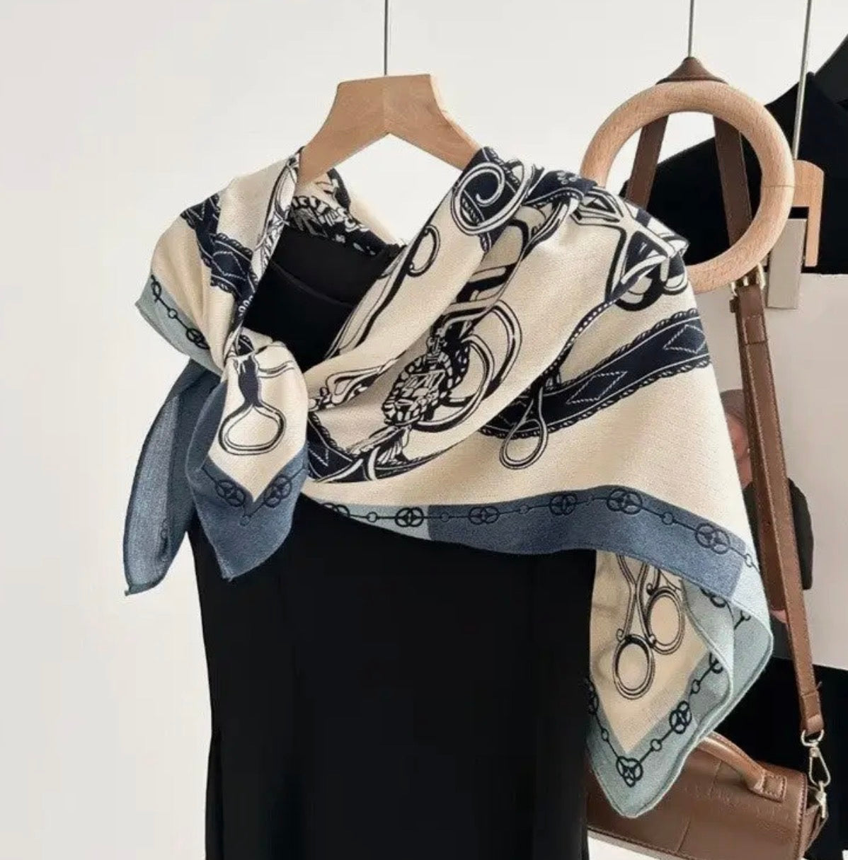 Silk Scarf - Blue & White