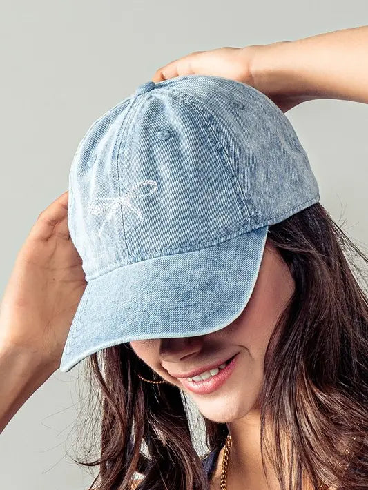 Stone Bow Denim Baseball Cap