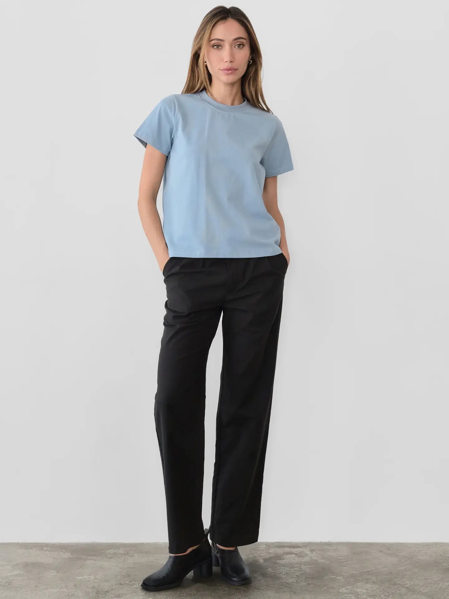 The Lanie Long Top - Dusty Blue