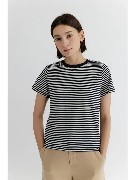 The Cade Top - Navy Stripe