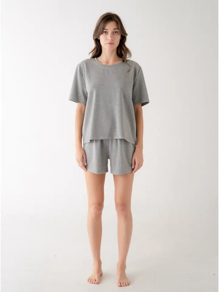 Regular Crew Neck Soft T-Shirt - Heather Grey