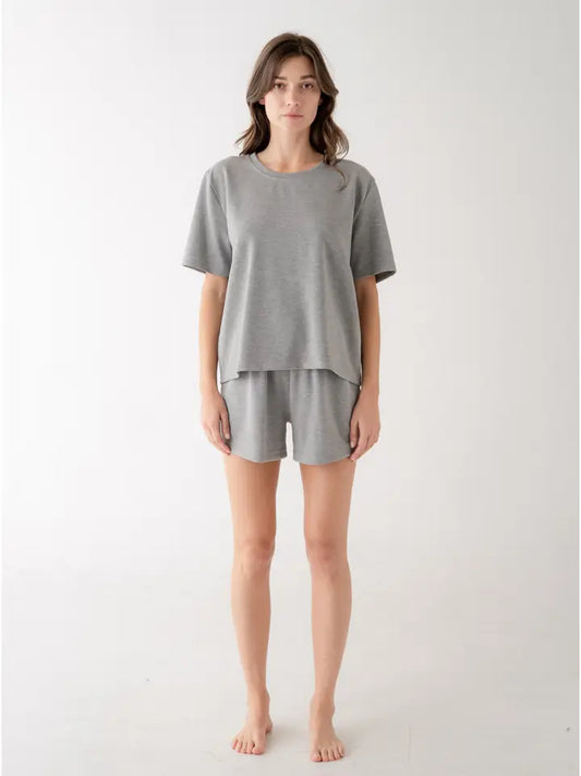 Regular Crew Neck Soft T-Shirt - Heather Grey