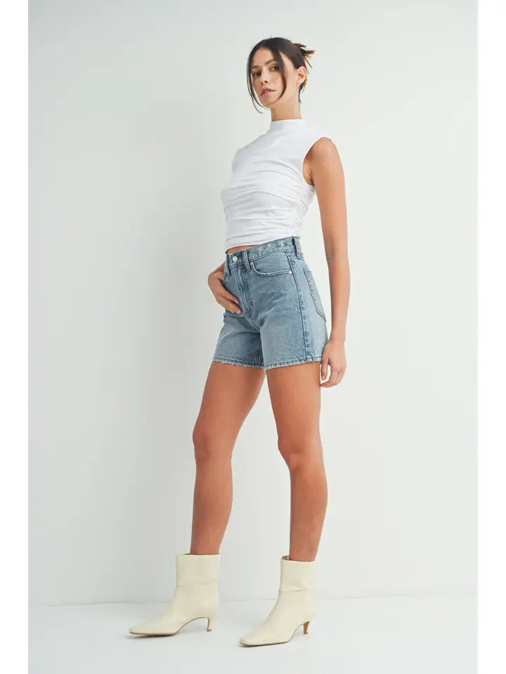 Longer Length Short - Medium Denim