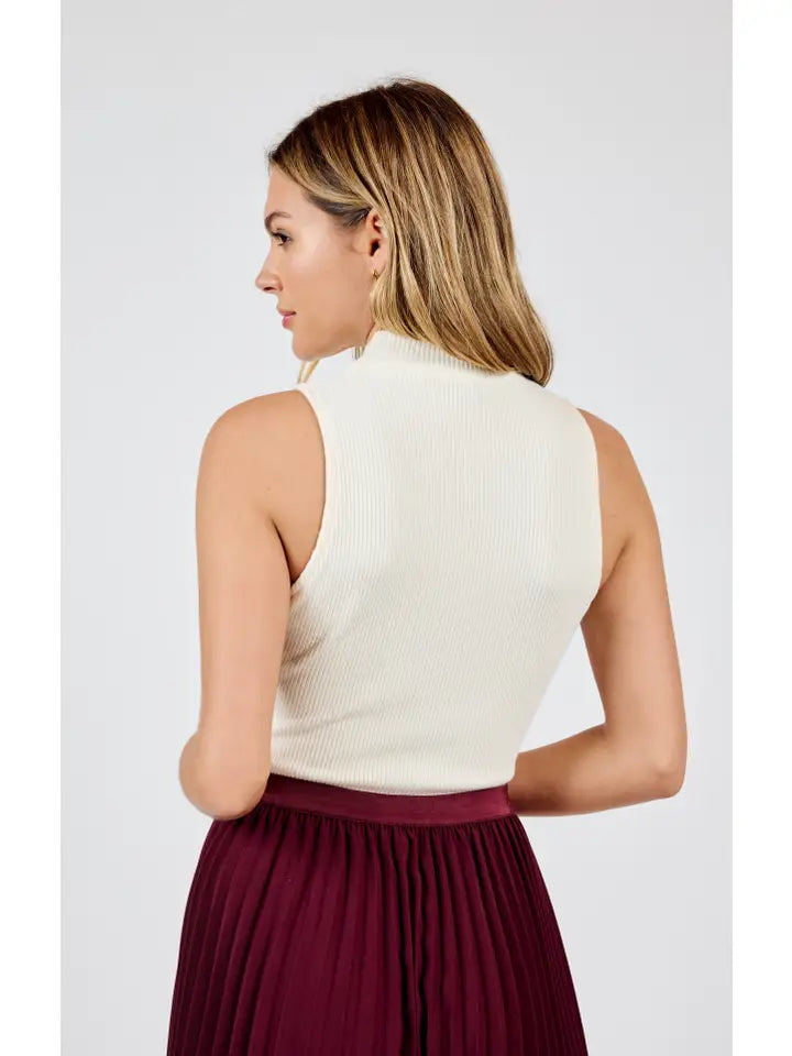 Rest Easy Mock Neck Knit Tank - Ivory