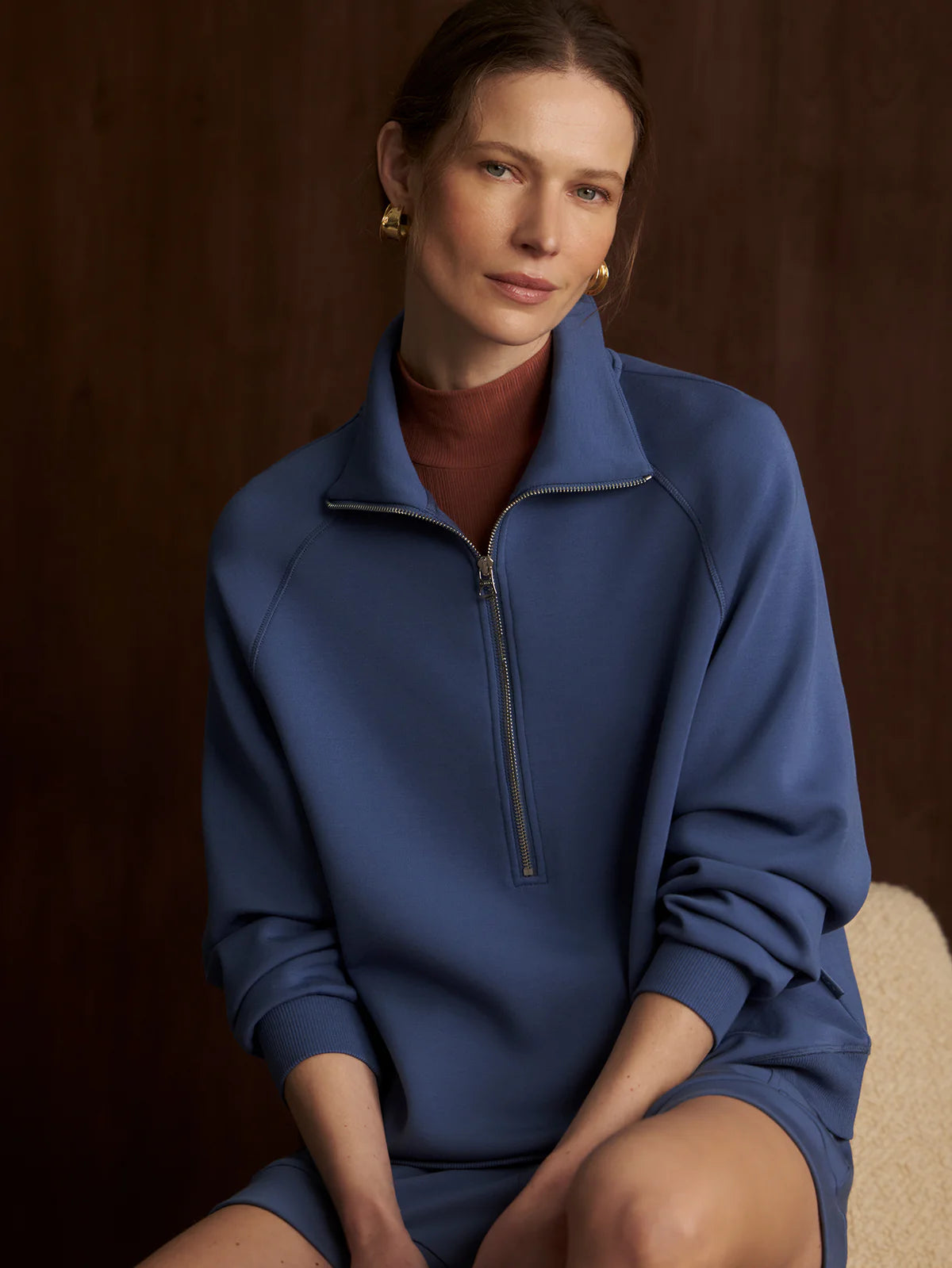 Varley - Selene Half Zip Sweat - Bijou Blue