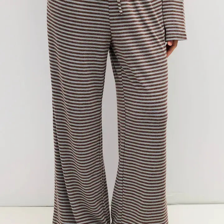 Stripe Knit Pants - Brown + Slate