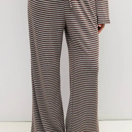 Stripe Knit Pants - Brown + Slate
