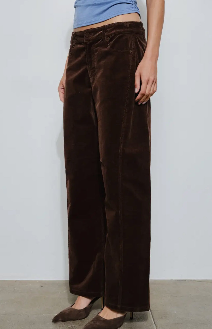 Cosette Barrel Leg Corduroy Pant - Chocolate Brown