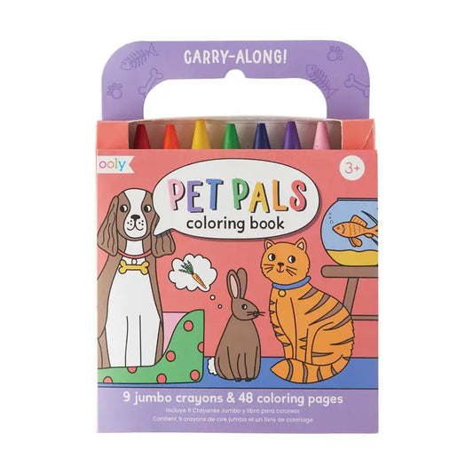 OOLY - Carry Along Crayon + Coloring Book Kit - Pet Pals - Set of 10