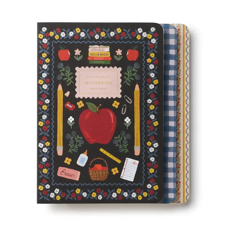 Rifle Paper Co. - Assorted Set of 3 Notebooks -Schoolhouse
