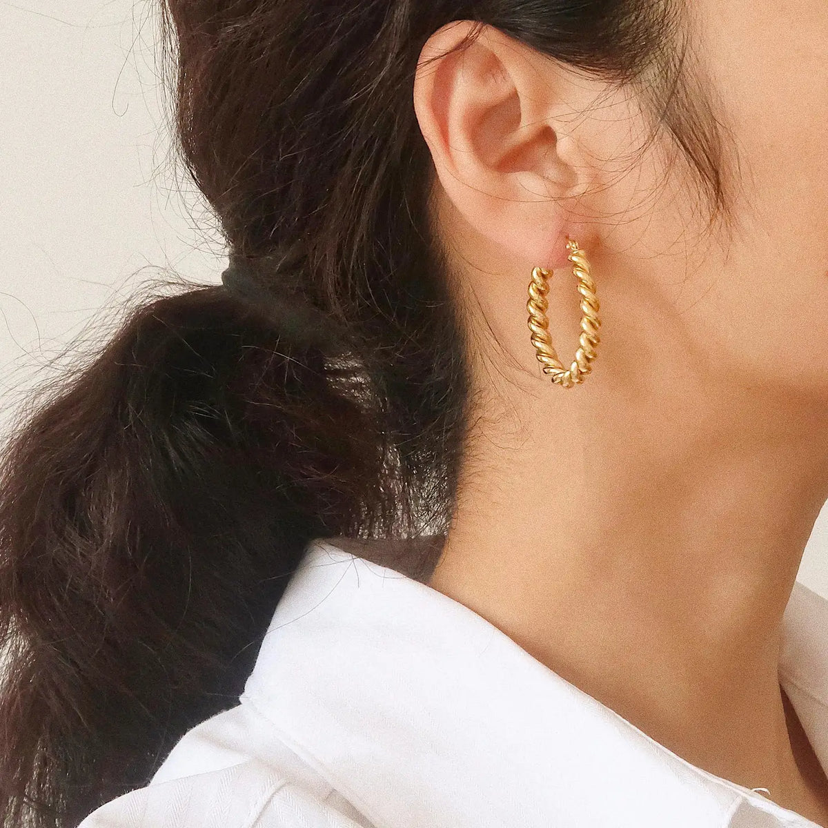 Brook Non-Tarnish Braided Hoop Earring - Gold