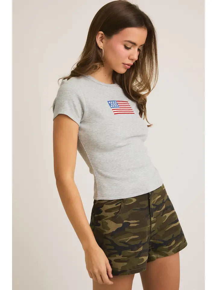 Short Sleeve USA Tee - Heather Grey