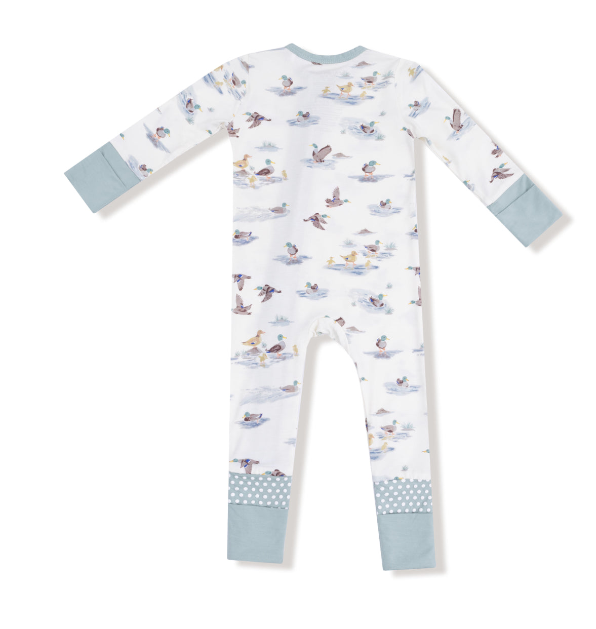 2 Way Zipper Romper - Migrating Mallards
