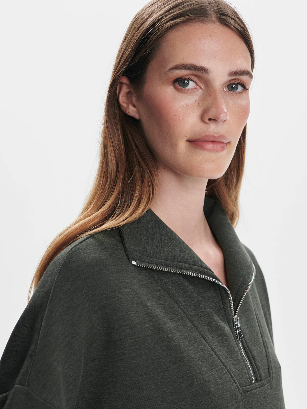 Varley - Hawley Half Zip Sweat - Olive Marl
