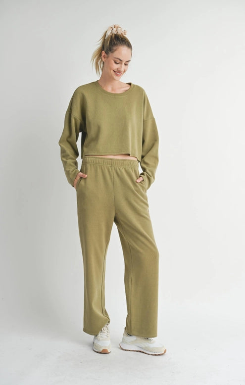 Relaxed Knit Top + Pant Set - Sage