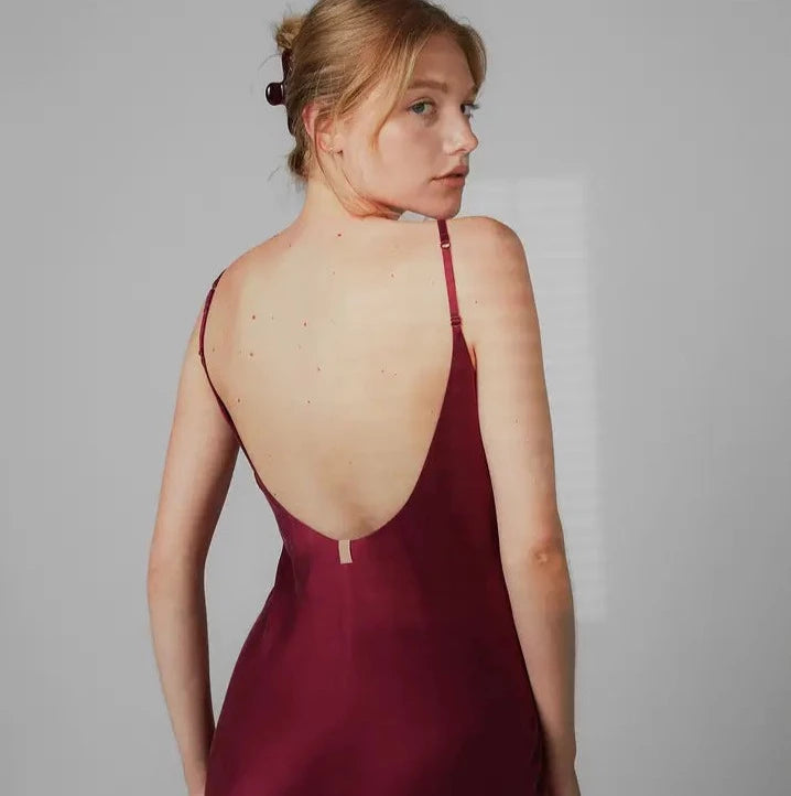 Wine silk dress hot sale