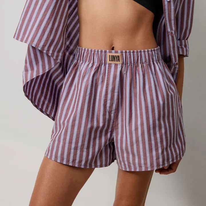 Lunya - Airy Cotton Curved Hem Boxer - Odyessy Stripe